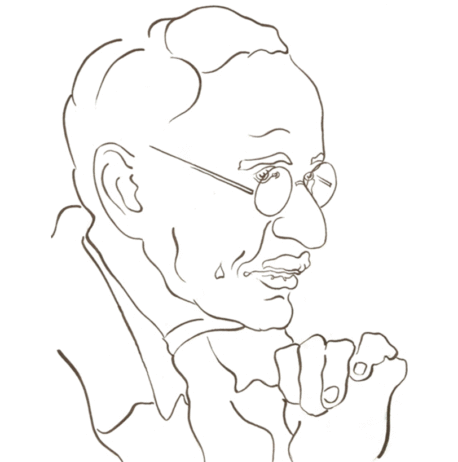 Esboço desenhado da foto de perfil do psiquiatra Carl Gustava Jung.